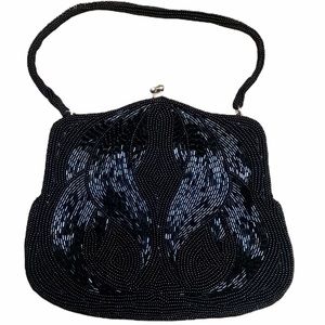 Vintage MAGID Hand Beaded Black Bag